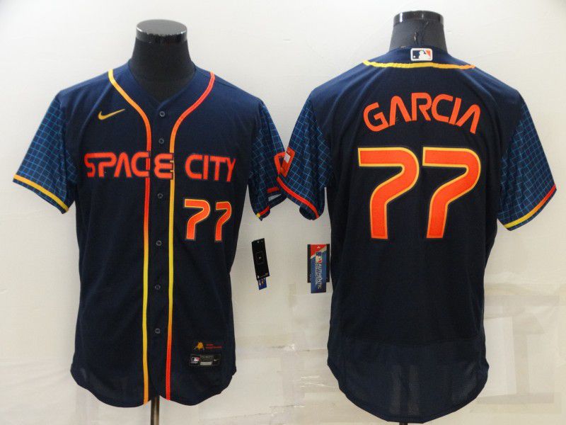 Men Houston Astros 77 Garcia Blue City Edition Elite Nike 2022 MLB Jersey